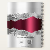 Silver burgundy agate marble name script 2023 planner (Achterkant)