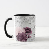Silver burgundy florals elegant monogram mok (Links)