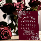 Silver & Burgundy Simple Elegant Wedding Calendar Save The Date