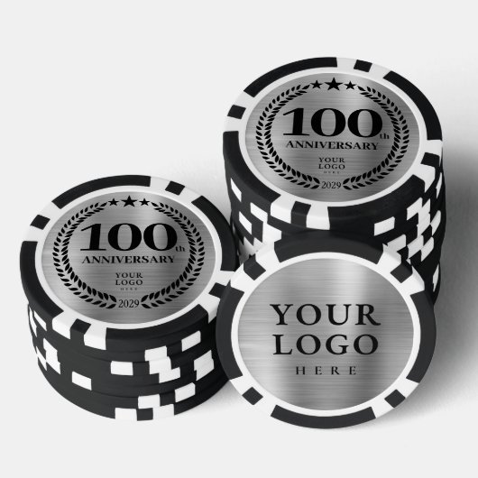 Silver Business 100th Anniversary Poker Chips (Opstapeling)