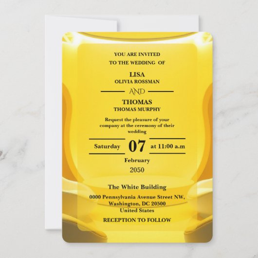 Silver Butter Yellow Modern Wedding Kaart (Voorkant)