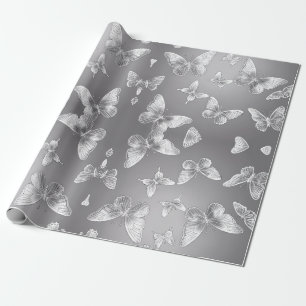 Silver Butterflies Wildlife Lovers Cadeaupapier