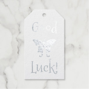 Silver Butterfly Good Luck Folie Gift Labels