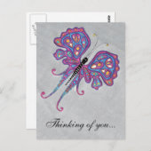 Silver Butterfly Thinking of You Briefkaart (Voorkant / Achterkant)