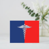 Silver Caduceus Medical Symbol League Briefkaart (Staand voorkant)