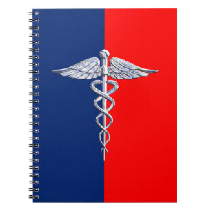 Silver Caduceus Medical Symbol League Notitieboek