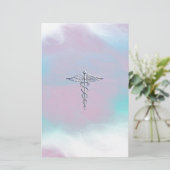 Silver Caduceus Medical Symbool Moeder Pareldecor Briefpapier (Staand voorkant)