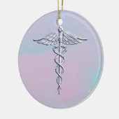 Silver Caduceus Medical Symbool Moeder Pareldecor Keramisch Ornament (Links)