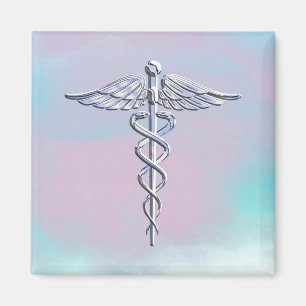 Silver Caduceus Medical Symbool Moeder Pareldecor Magneet
