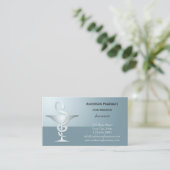 Silver Caduceus Pharmacy Visitekaartje (Staand voorkant)