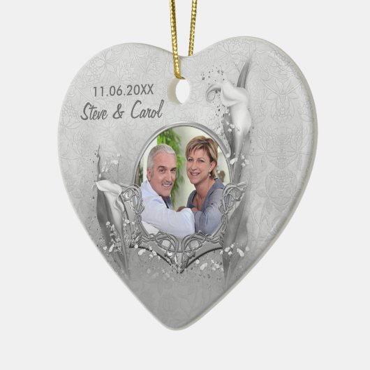 Silver Calla 60th Jubileum Photo Keepomwille Keramisch Ornament (Links)