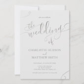Silver Calligraphy | Grijze uitnodiging tot wedden (Voorkant)