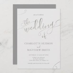 Silver Calligraphy   Grijze uitnodiging tot wedden