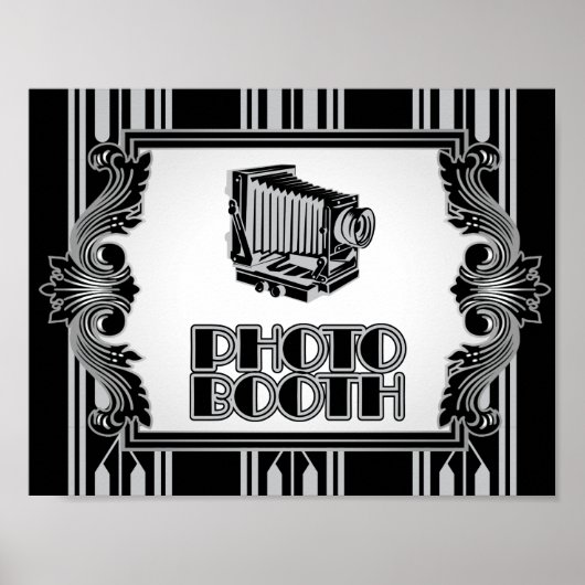 Silver  Camera 1920's Foto Booth Poster (Voorkant)