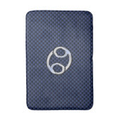 Silver Cancer Zodiac Symbol Navy Carbon Fiber Badmat (Voorkant Verticaal)