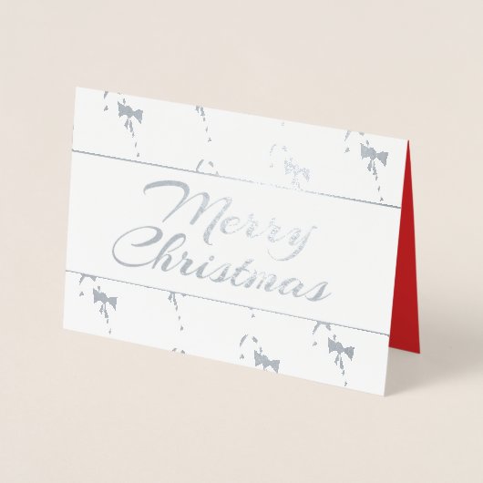 Silver Candy Cane Kerstmis Folie Kaarten (Voorkant)