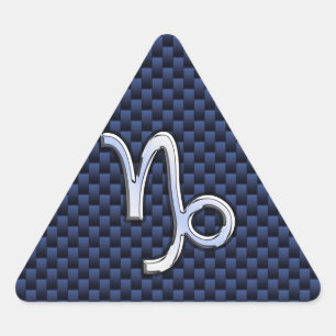 Silver Capricorn Zodiac Sign Blue Carbon Style Driehoek Sticker