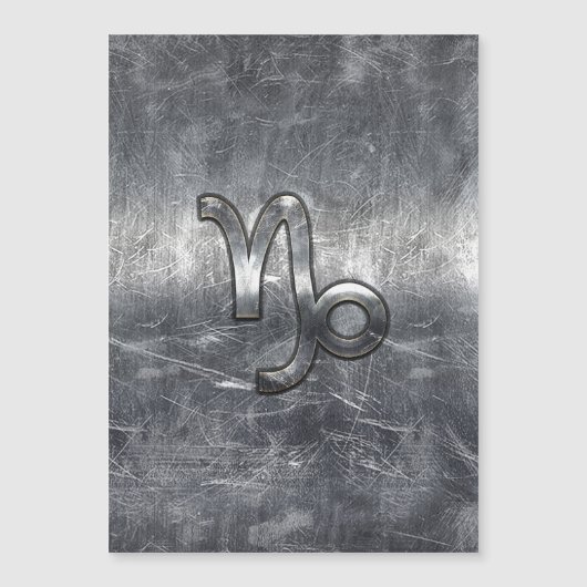 Silver Capricorn Zodiac Symbol Steel Style (Voorkant)