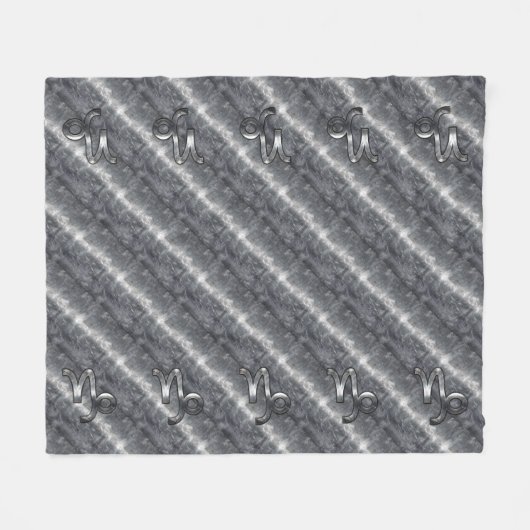 Silver Capricorn Zodiac Symbol Steel Style Fleece Deken (Voorkant (Horizontaal))
