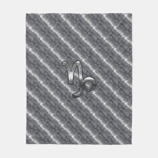 Silver Capricorn Zodiac Symbol Steel Style Fleece Deken (Voorkant)