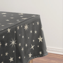 Silver Celestial Stars Pattern Cute Charcoal Gray Tafelkleed