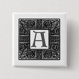 Silver Celtic "A" Monogram Vierkante Button 5,1 Cm