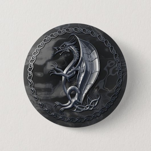 Silver Celtic Dragon Button (Voorkant)
