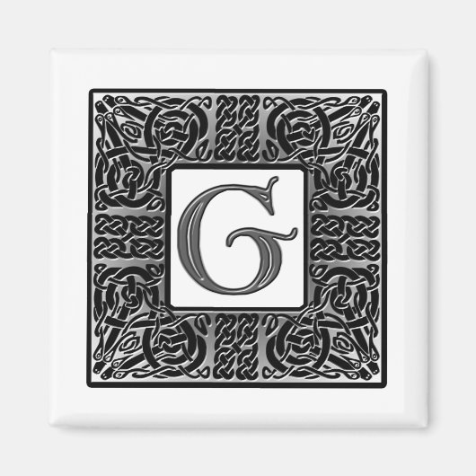Silver Celtic "G" Monogram Magneet (Voorkant)