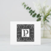 Silver Celtic "P" Monogram Briefkaart (Staand voorkant)