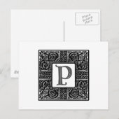 Silver Celtic "P" Monogram Briefkaart (Voorkant / Achterkant)