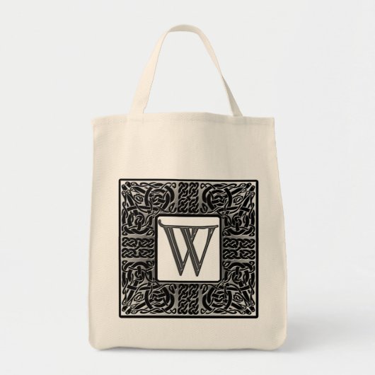 Silver Celtic "W" Monogram Tote Bag (Voorkant)