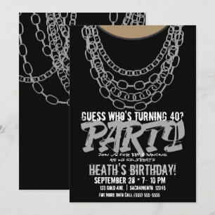 Silver Chains Black Hip Hop Dance Birthday Party Kaart