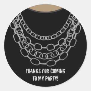 Silver Chains Black Hip Hop Dance Birthday Party Ronde Sticker