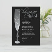 Silver Champagne Toast Invitation Kaart (Staand voorkant)