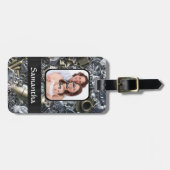 Silver charm collage gepersonaliseerde foto bagagelabel (Voorkant horizontaal)