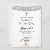 Silver Charro Boy baptême et invitation d'annivers (Devant)