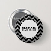 Silver Chevron Glitter Afstuderen Button (Voorkant /achterkant)