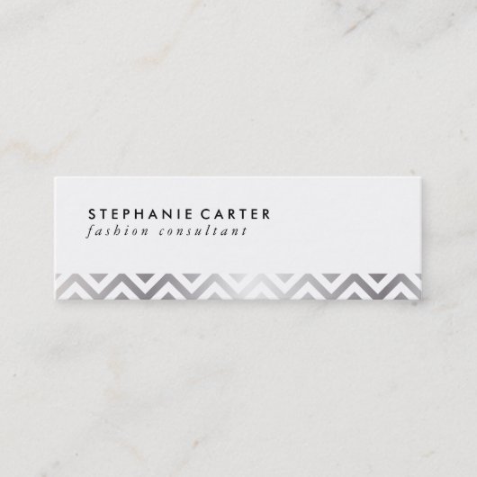 Silver Chevron Pattern Mini Visitekaartje (Voorkant)