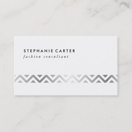 Silver Chevron Pattern Visitekaartje (Voorkant)