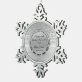 Silver Chic Diamonds 10th Wedding Jubileum Tin Sneeuwvlok Ornament (Rechts)