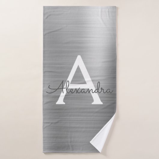 Silver Chic Glam Metallic Monogram Badhanddoek (Badhanddoek)