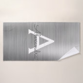 Silver Chic Glam Metallic Monogram Badhanddoek (Badhanddoek)