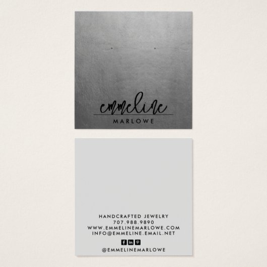 Silver chic moderne minimalBijoux à oreille noire (Devant & derrière)