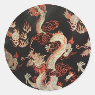 Silver Chinese Dragon Ronde Sticker