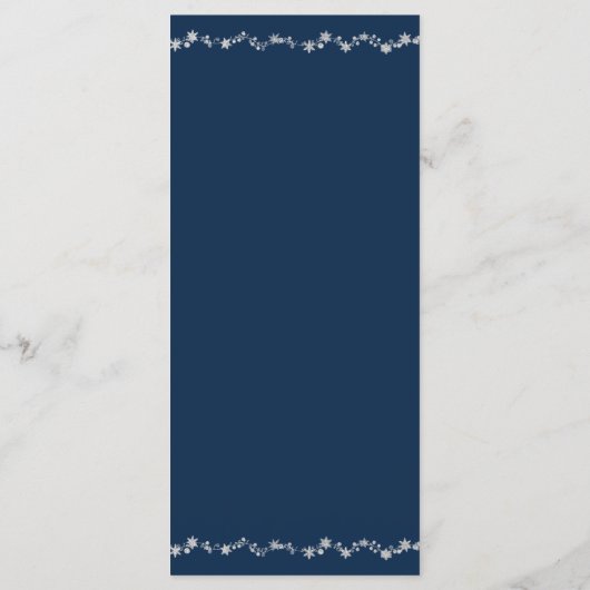 Silver Chirstmas fée lumière hiver Mariage Menu (Dos)