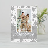 Silver Christmas Photo Believe Foil Carte de vacan (Debout devant)