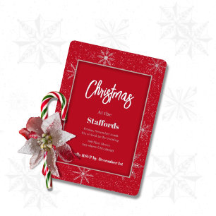 Silver Christmas Shadowbox Folie Uitnodiging