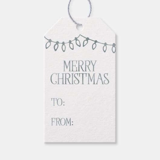 Silver Christmas String Lights Cadeau-Labels Cadeaulabel (Voorkant)