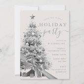 Silver Christmas Tree Bow Corporate Holiday Party Kaart (Voorkant)