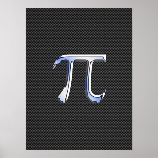 Silver Chrome als PI-symbool op koolstofvezel Poster (Voorkant)